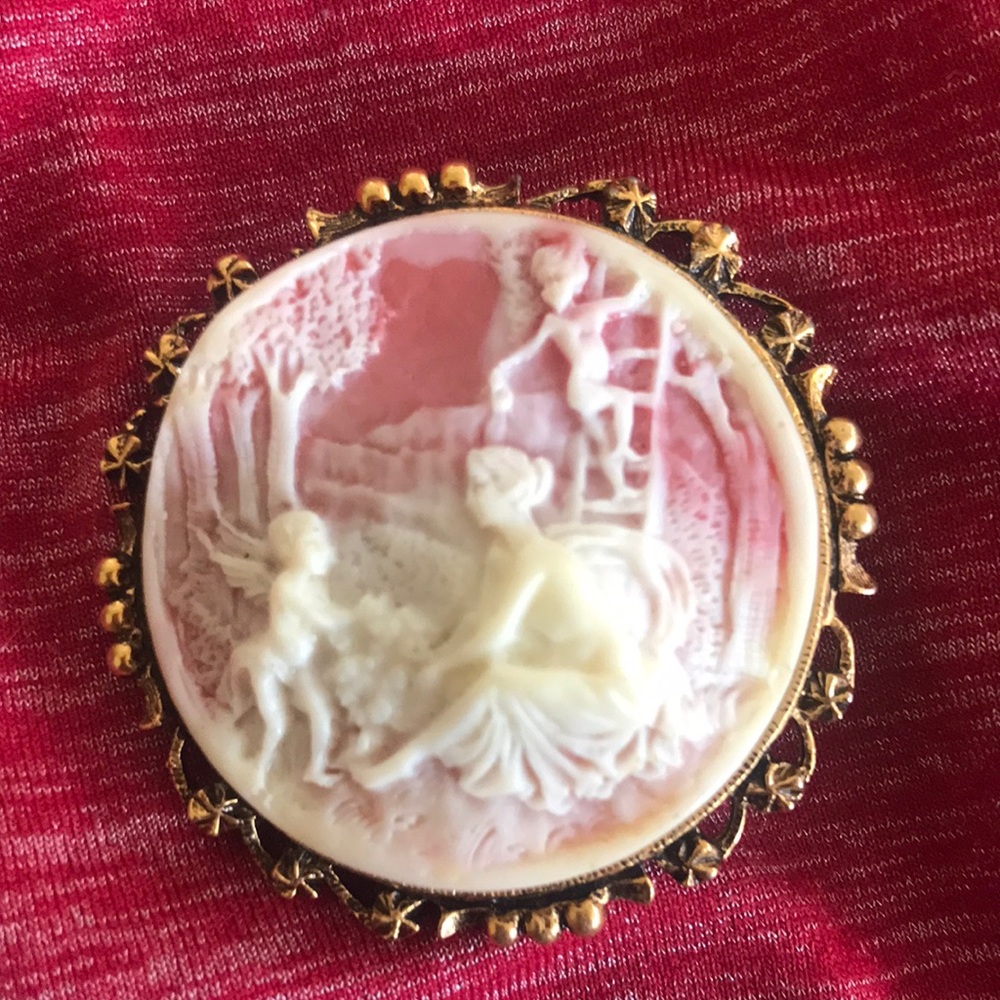 Vintage Brooch of Pysche in Cupids Garden